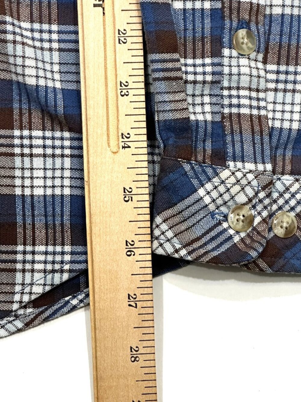 ExOfficio Men's XL Plaid Button Up Shirt Blue Brown White Long Sleeve Outdoor - Picture 15 of 16